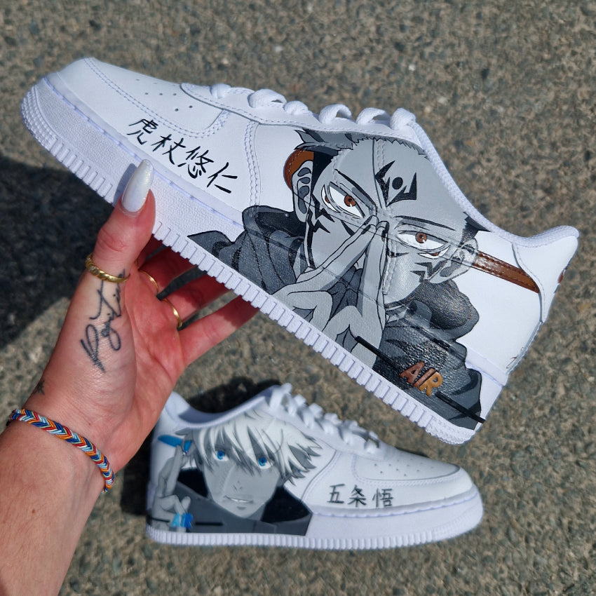 Nike Air Force 1 personalizadas de Sukuna y Gojo Satoru – pintura personalizada de Jujutsu Kaisen.