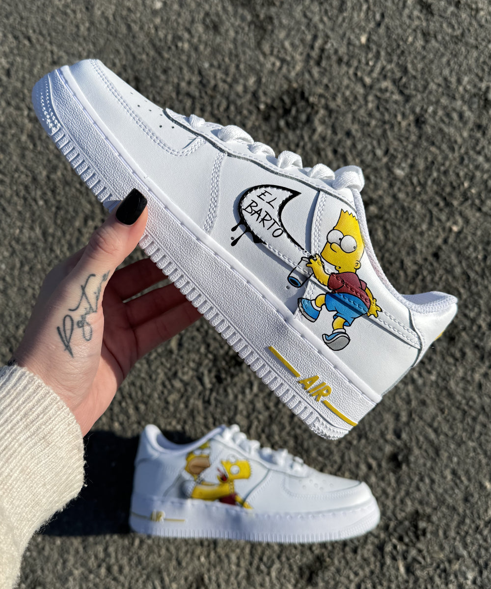 Custom Nike Air Force 1 Bart tague le swoosh "El Barto" – peinture Simpsons