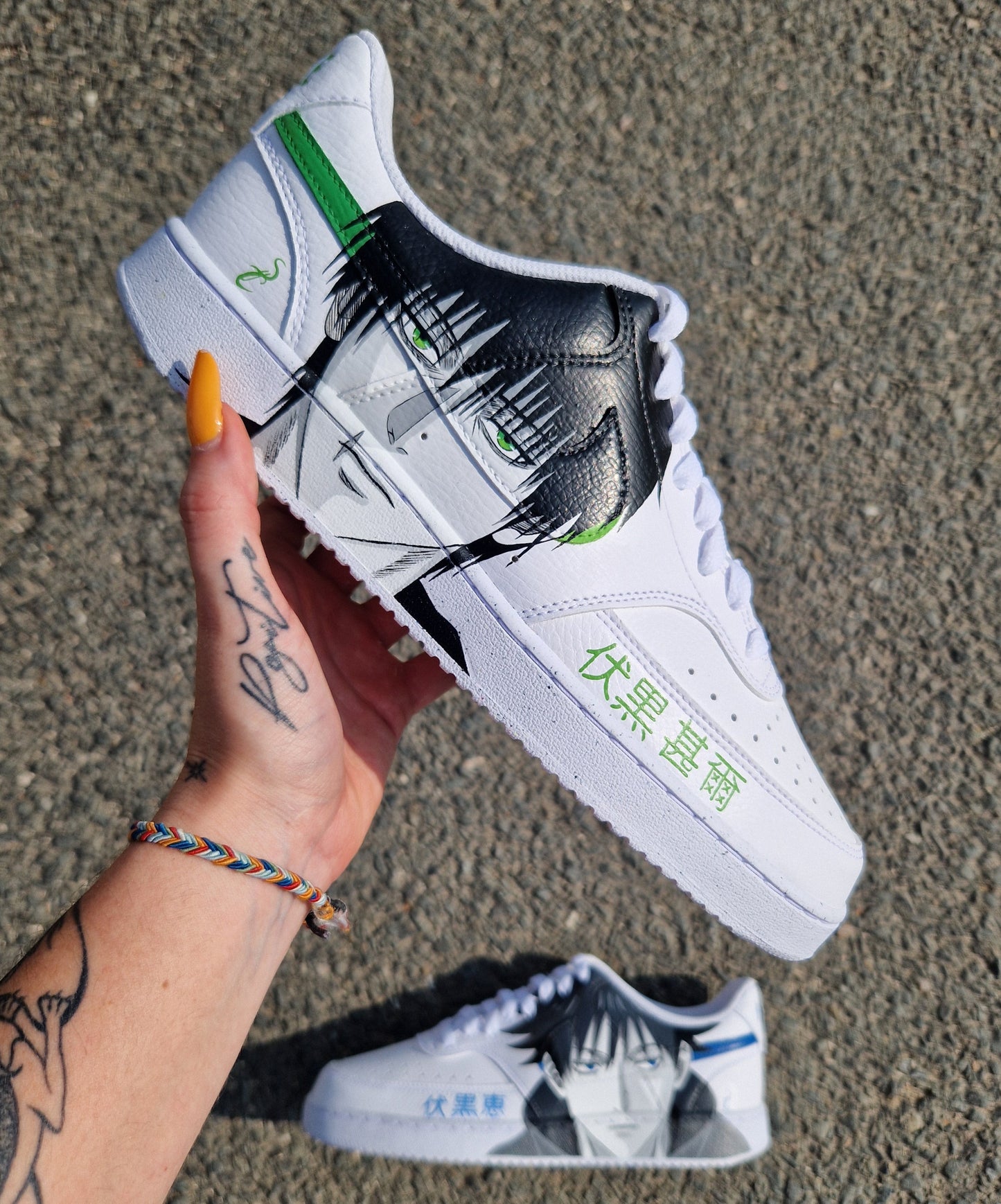 Nike Air Force 1 personalizada – Megumi x Toji Fushiguro: el poder y la rivalidad reunidos en un par único.