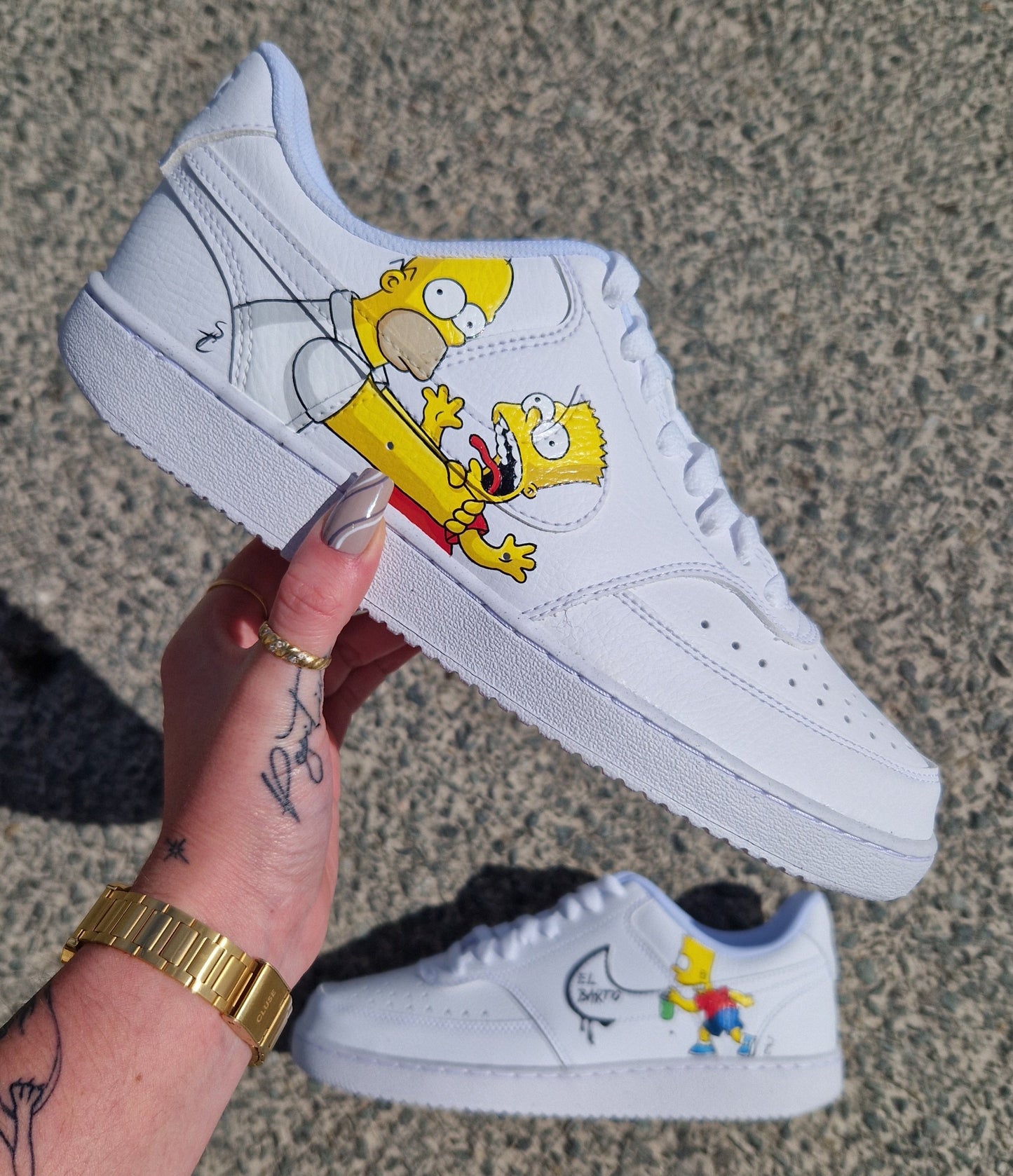 Custom Nike Court Vision Low Homer étrangle Bart Simpson